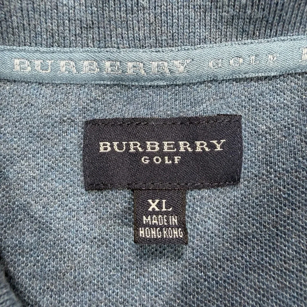 Burberry Golf Polo Shirt Men's XL Blue Nova Check Luxury Smart Casual Old Money - Picture 3 of 11